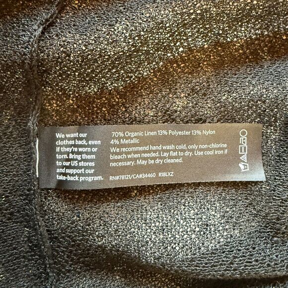 Eileen Fisher Women's Organic Linen Blend Crepe Sparkle Pullover in Black & Gold - Picture 7 of 10